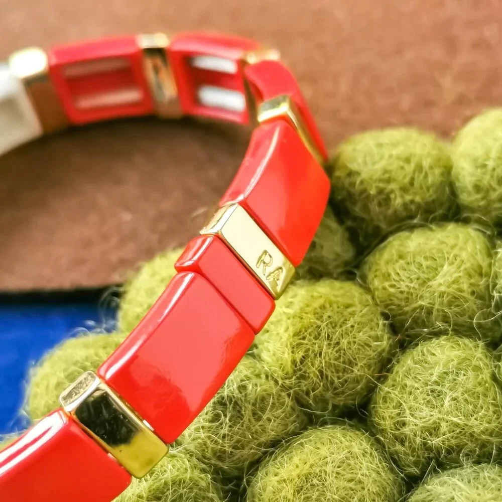 Roxanne Assoulin Just Say Love Red Enamel Stretch Bracelet Gold - Picture 3 of 3